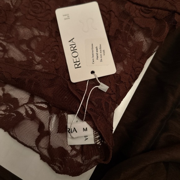 ReoRia Chocolate Lace Halter Top - Picture 2 of 2
